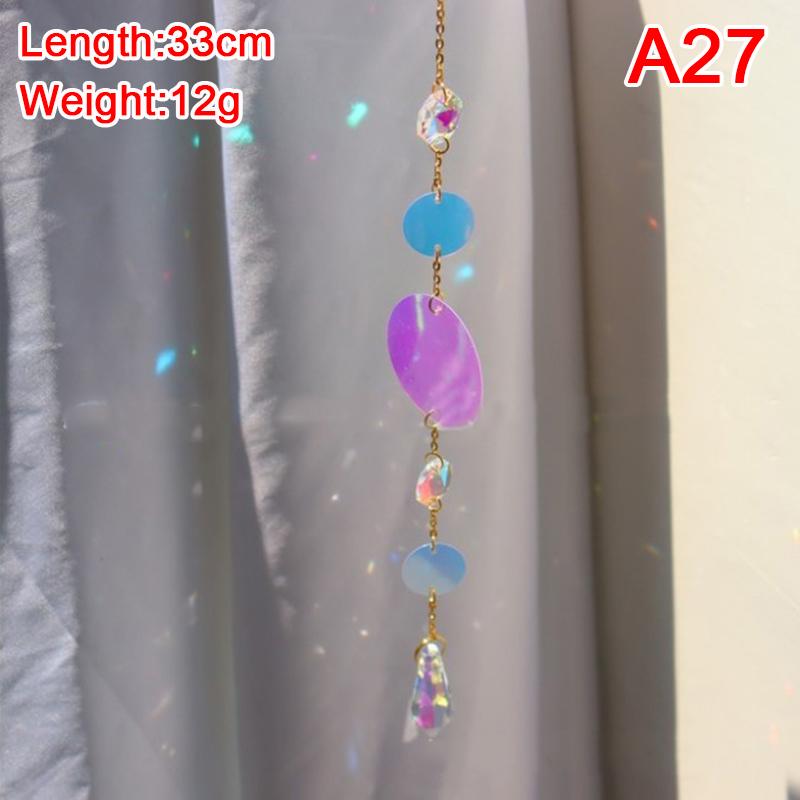 Wind Chime Suncatcher Star Moon, Colorful Beads Plated Hanging Pendant for Garden Decor