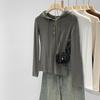 Stylish Slim-Fit Grey Half-Zip Hoodie for Women - 2025 Autumn/Winter Collection