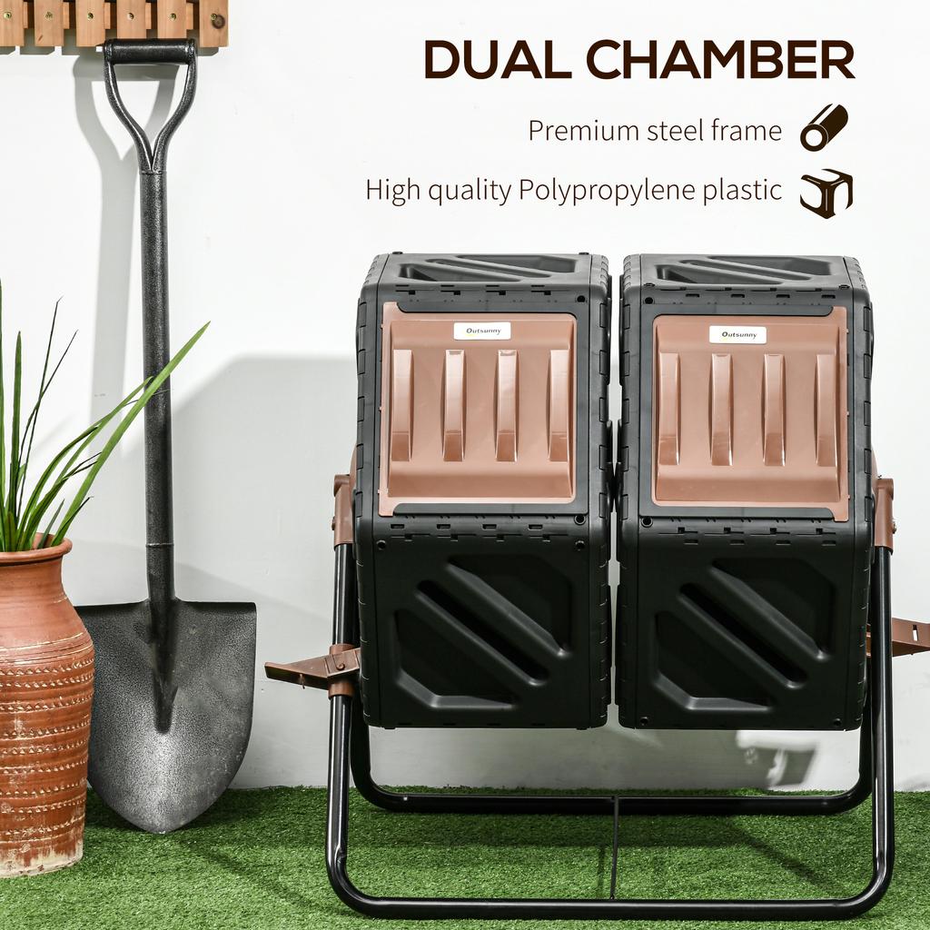 130L Double Chamber Composter - Black
