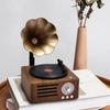 Wood Grain Retro Gramophone Bluetooth Speaker with Rotating Mini Horn Record Player Ornament