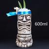 600ml Ceramic Tiki Mug Creative Porcelain Beer Wine Mug Cup Bar Tool