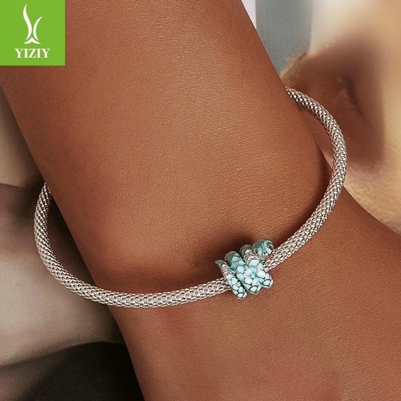 Electroplated Blue Snake Diy Bracelet Beaded, Retro Luxury Animal Bead Accessories Bsc576