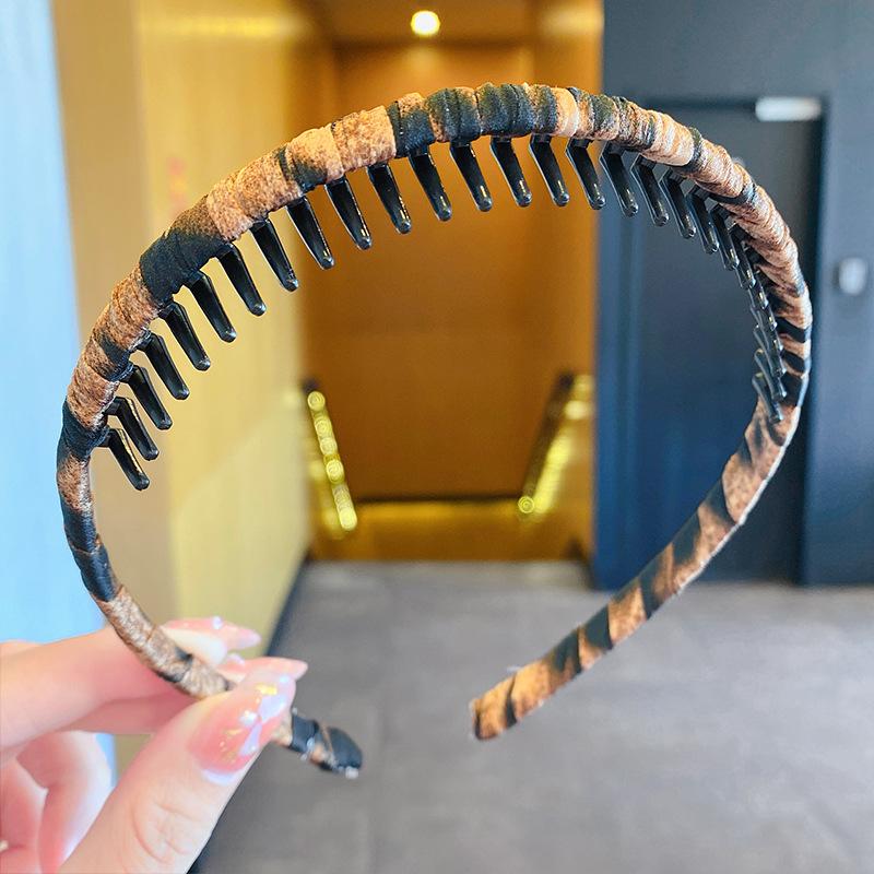 New Women Elegant Print Leopard Toothed Vintage Hairbands Bangs Broken Hair Finishing Wash Headband Fashion Hair Accessories