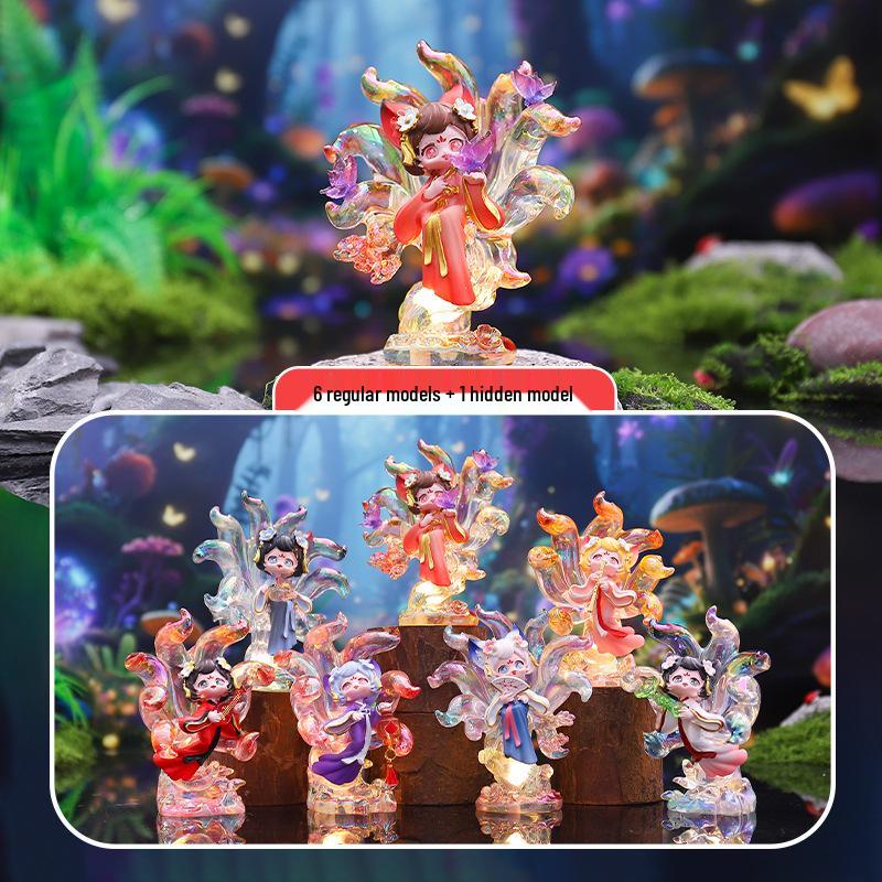 Qingqiu Nine-Tailed Fox Blind Box Figurine - Trendy New Year Gift & Desktop Decoration