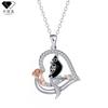 Heart Shape Parrot Pendant Necklace Women Fashionable Copper Charm On Cross Chain Adjustable 41-50cm