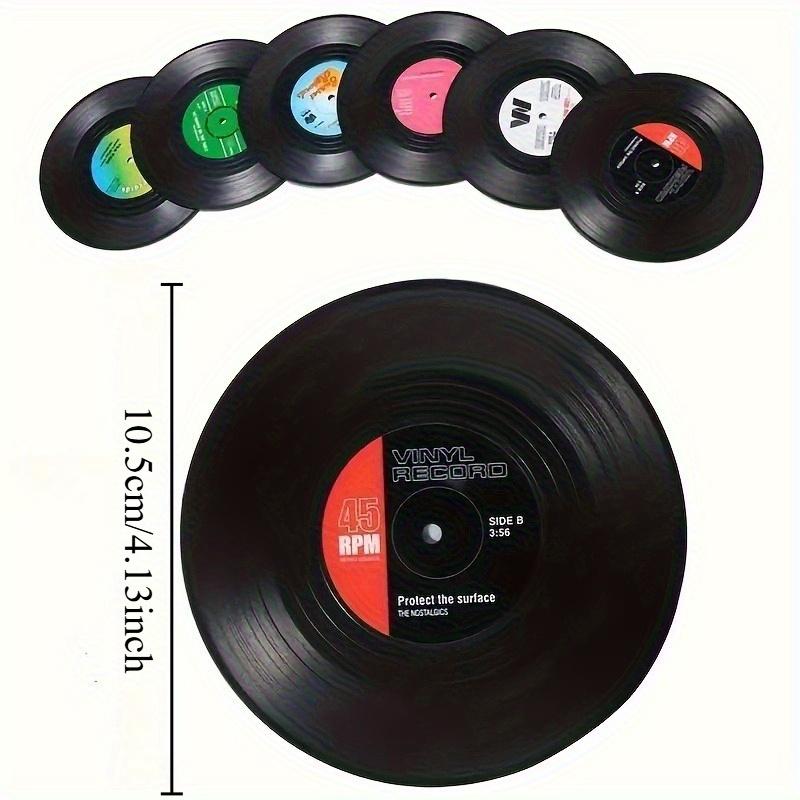 Retro Vinyl Record Coasters Set Anti-Skid Drink Coasters for Music Lovers Vintage Style Table Mats for Home Bar Kitchen Office