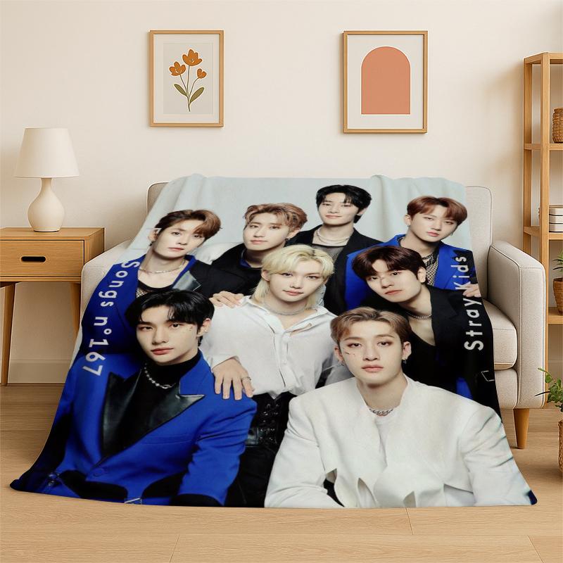 Fashion Kpop Stray Kids Soft Flannel Throw Blanket,Cozy Blanket for Bed,Couch,Sofa,Bedroom,Living Room,Travel,Picnic Camping