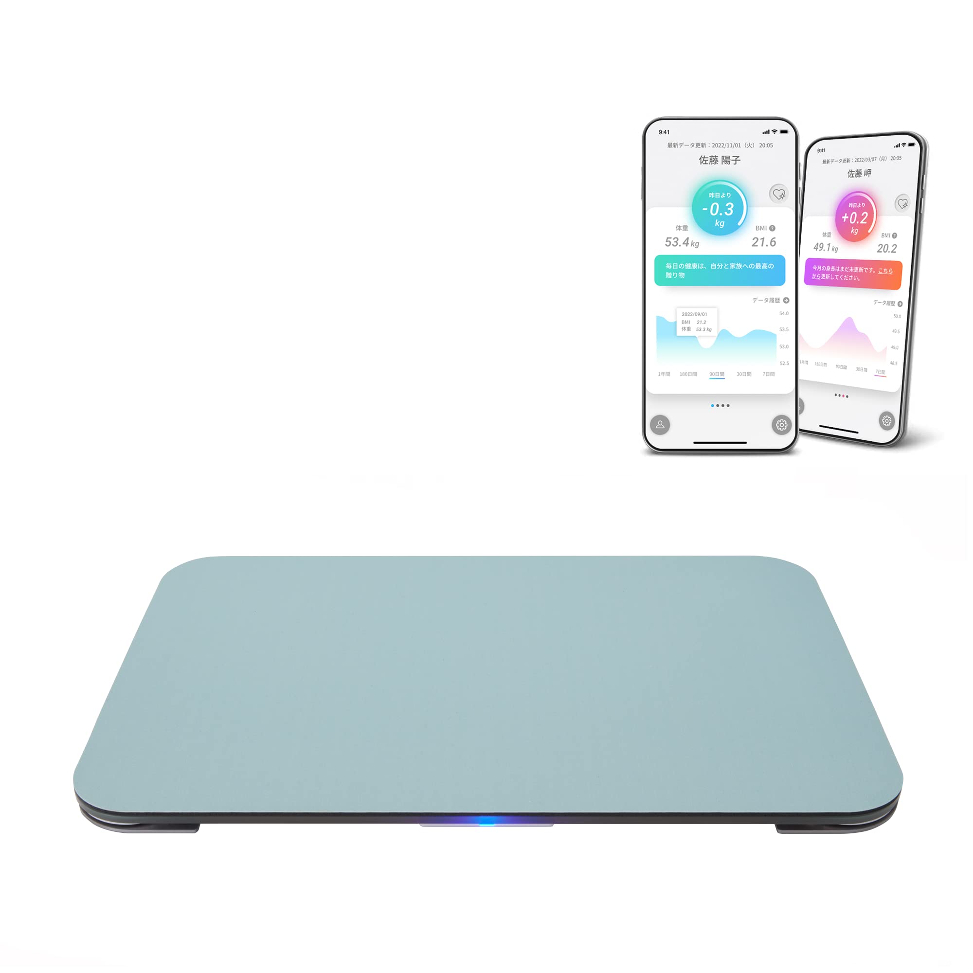 

Smart Bath Mat Weight Scale Model Green stand on it after taking a weight soft diatomaceous earth bath with diet issin [Smartphone-linked/Just bath,