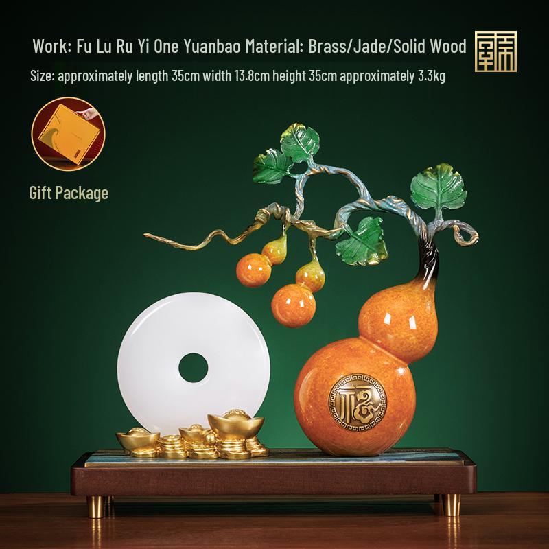 Persimmon Ruyi Gourd Ornament - Chinese Decor for Living Room, Office, or Housewarming Gift