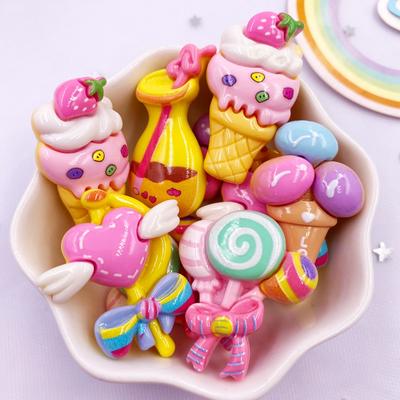 10 szt. Żywica Kolorowe Duże Magiczne Lizaki Kawaii Lody Flatback Figurki Dekoracja Domu Akcesoria DIY Kokarda do Włosów Scrapbook Rzemiosło