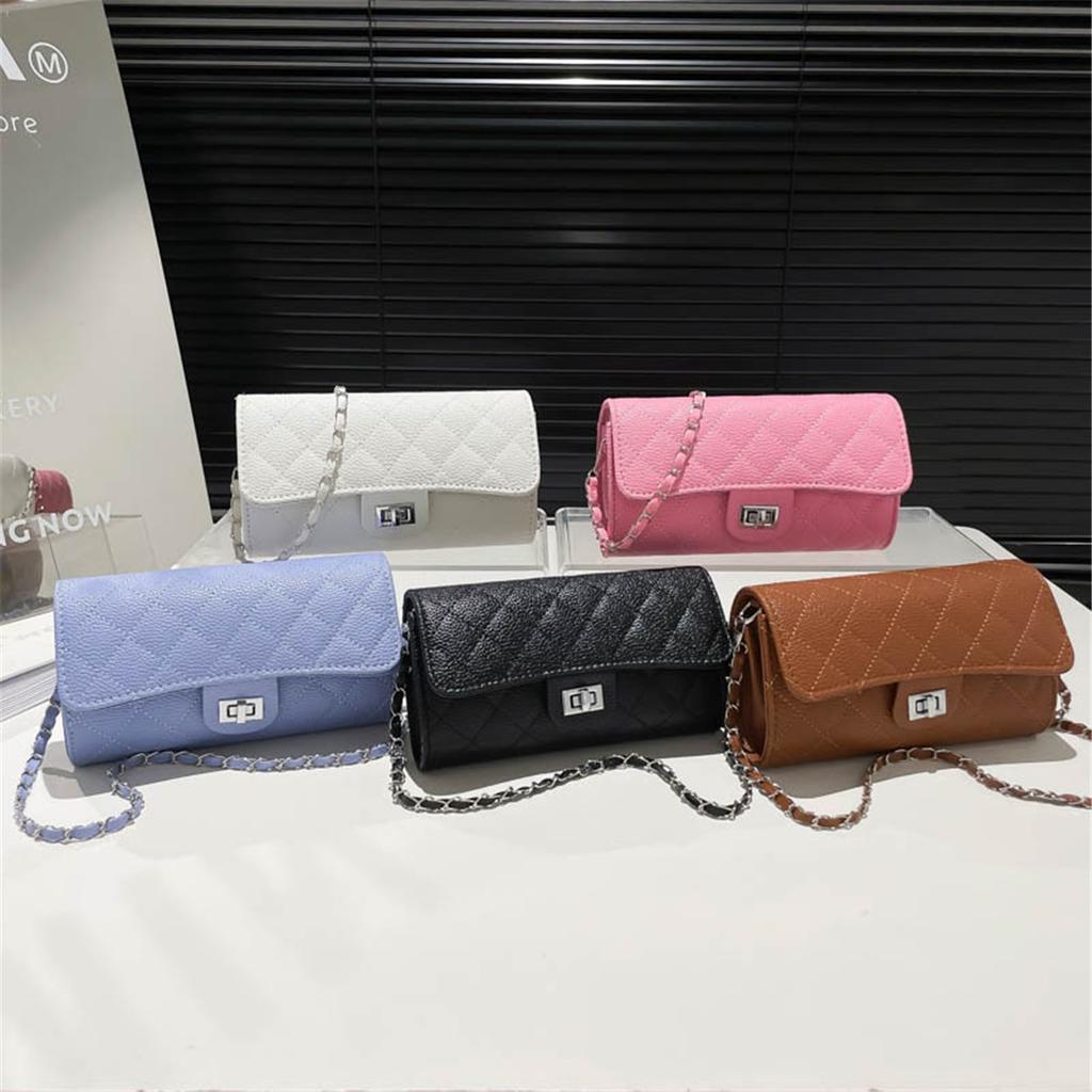 Large Capacity Diamond Lattice Embroidery Line Fashion Chain Temperament Ride Crossbody Shoulder Small Square Bag For Women