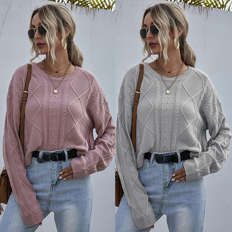Vintage Fashion Elegant Casual Women's Fall Loose Long-sleeved Thin Section Twist Solid Color Sweater