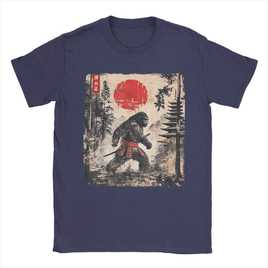 Samurai Bigfoot Japanese Graphic Ukiyoe Funny T-Shirt for Men  Novelty Tee Shirt Crewneck Short Sleeve T Shirt New Arrival Tops