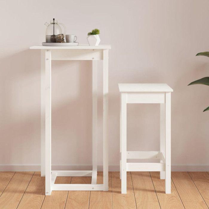 822178 vidaXL Table de bar Blanc 60x60x110 cm Bois massif de pin