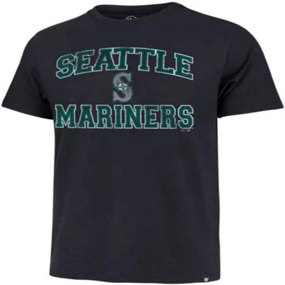 MLB Men's Union Arch Franklin Team Color Primary Logo Word Mark T-Shirt, Seattle Mariners Navy, Large