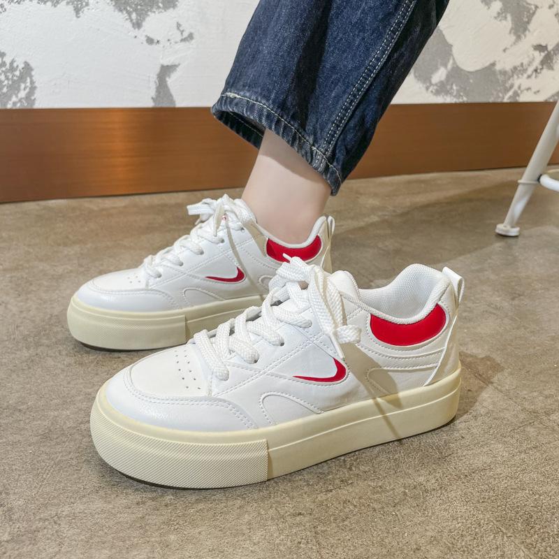 

Весенние белые туфли женские новые весенние и осенние универсальные плоские спортивные повседневные туфли Borad кроссовки с юбкой 40 красный