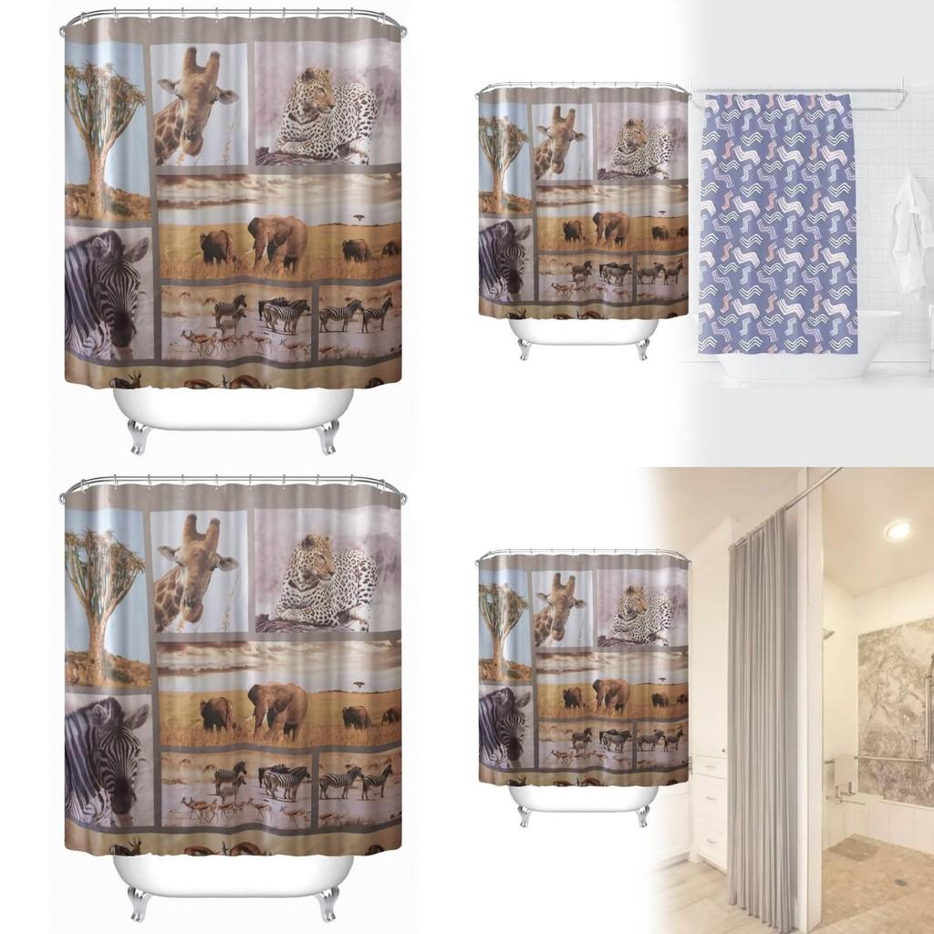 Animal Shower Curtain Peva Waterproof Bathroom Divider For Home Use