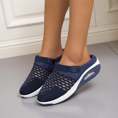Large Size Half-Drag Sandals Heel-Free Women'S Lazy Thick-Soled Air Cushion Hollow Mesh Breathable Women'S Shoes