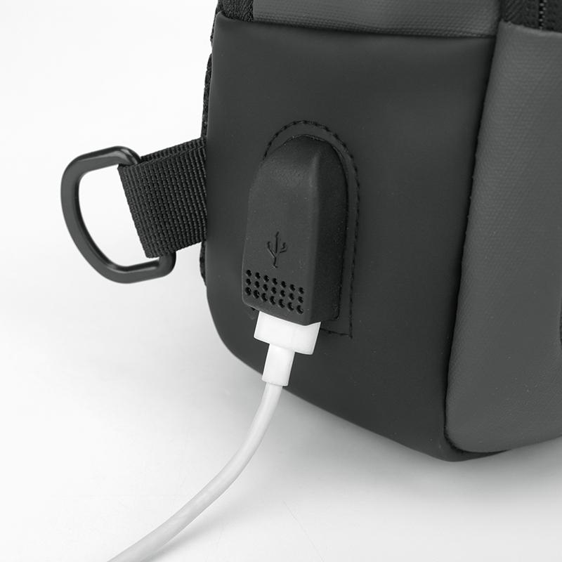 Sporty Men's Waterproof Sling Bag - USB Power Bank Port + Multi-Compartment Chest Pack (Anti-Sweat & Durable Design)