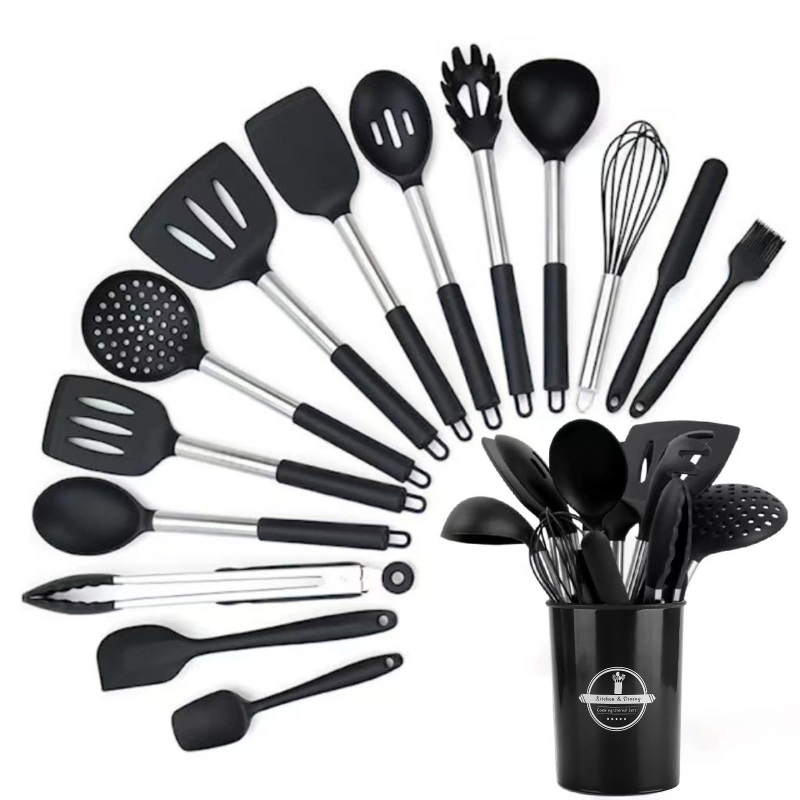 

15 Set Handle Silicone Shovel Cookware Non-stick Pan Temperature Resistant Tableware Spoon Scraper Kitchen Cooking Baking Tools