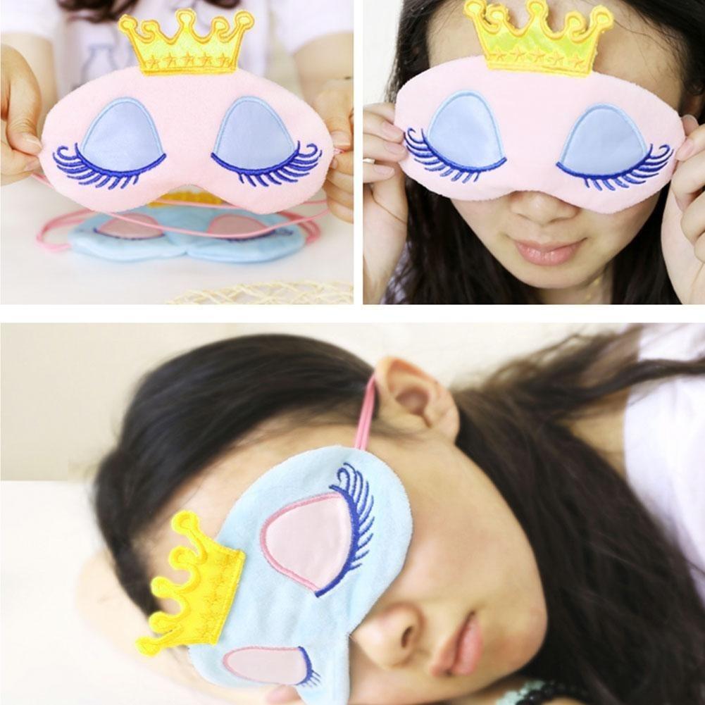 Cute Eyes Cover Crown Style Travel Sleeping Blindfold Shade Eye Mask (Color:Light blue,Pink)