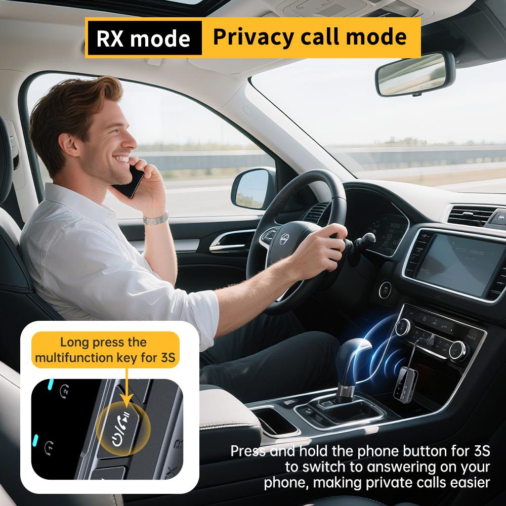 2 In 1 Bluetooth 5.4 Audio Receiver Transmitter 3.5MM AUX With Mic Music Wireless Adapter For Headphones PC TV Car Speakers