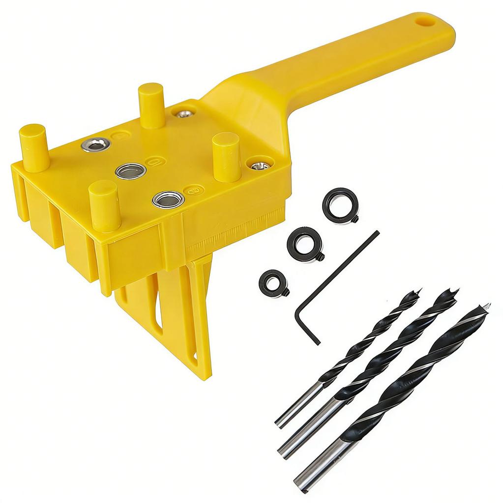 3-In-1 Handheld Woodworking Dowel Jig Self-Centering Drill Guide Kit 6/8/10mm Straight Hole Positioning Puncher Joinery Tools