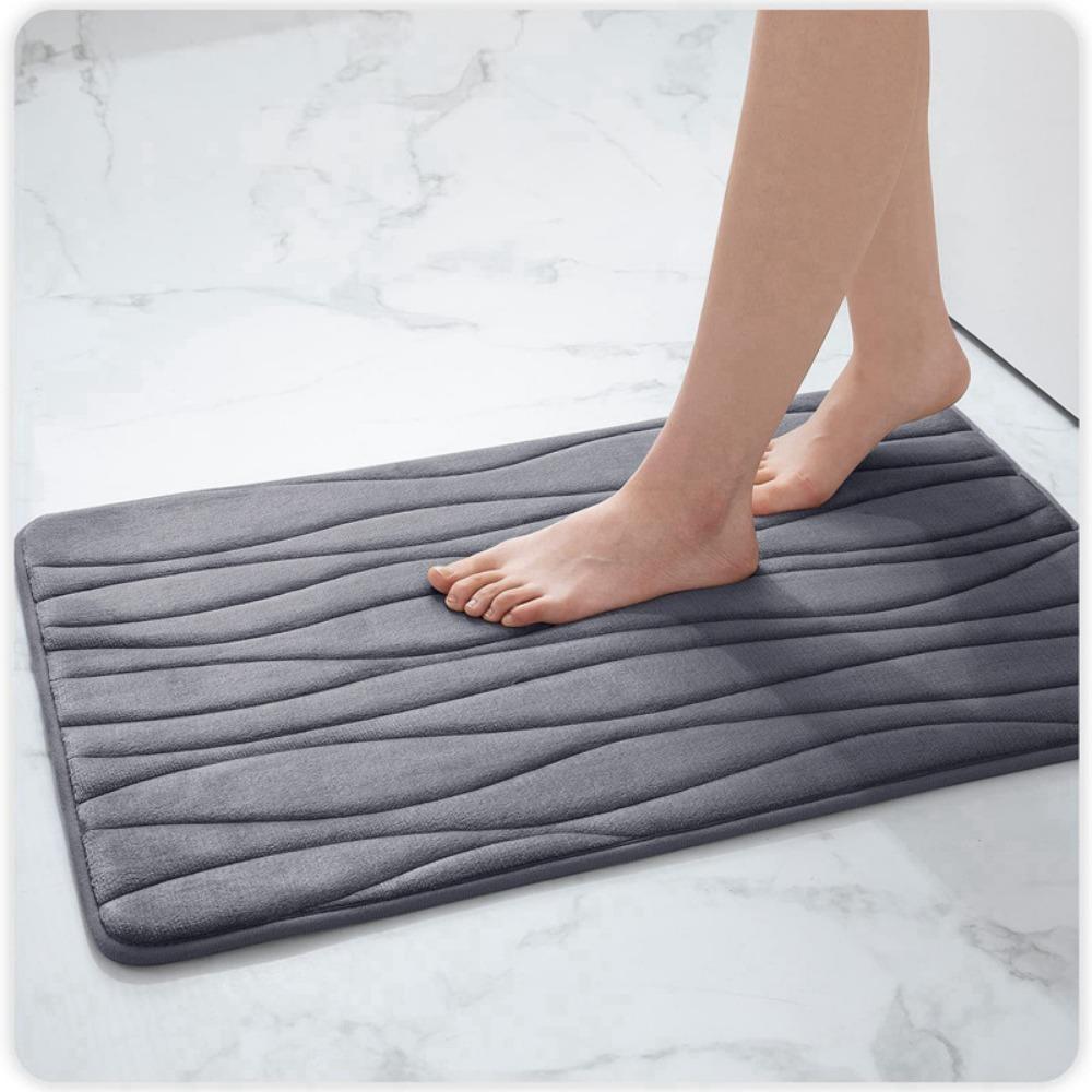 Wave Stripe Sponge Bathroom Cashmere Thickening Mat Bath Non-slip Carpets In Wash Basin Bathtub  Floor Rug Shower Room Doormat Memory Foam 3D Pad