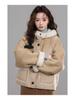 Yuxiang 2025 Winter Women’s Hooded Coat - Leather & Fur Fusion, Cat-Inspired Design
