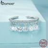 Bamoer 925 Sterling Silver Exquisite Tassel Opening Ring Mini Zircon Pendant Adjustable Ring for Women Party