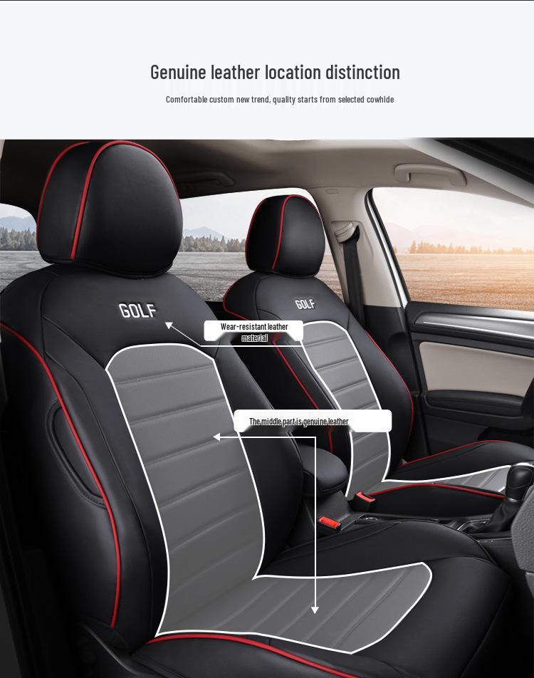 Durable Leather Golf Car Seat Cover – Universal Fit for All Seasons, Five-Seat Full Coverage.