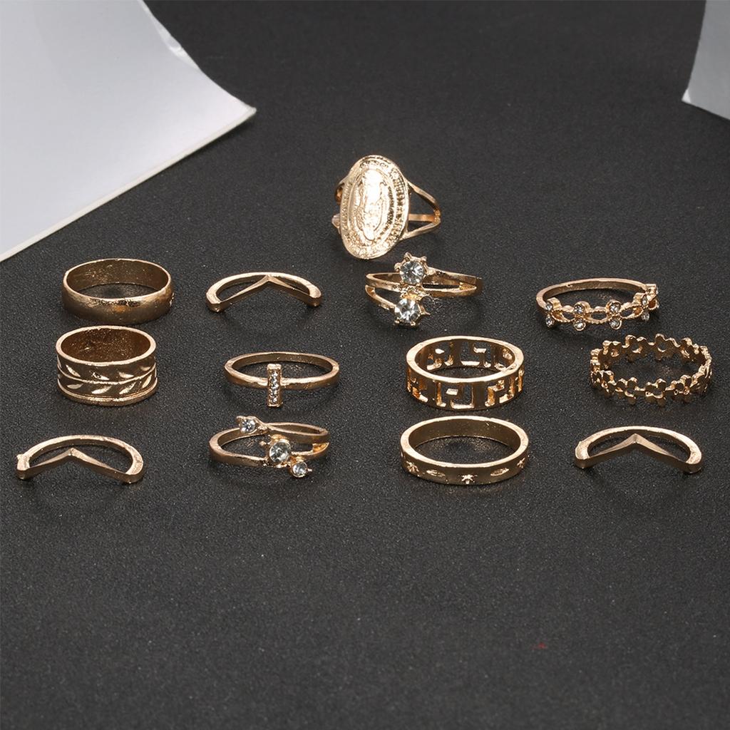Fashion Women's 13 Piece Ring Set - Ladies Ring  Metal Ring Glossy Ring  Metal Ring Holiday Gift