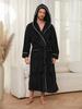 Men's Hooded Robes Full Length Spa Bathrobes Soft House Sleepwear Coat with Pockets Winter Warm Plush Fleece Robe Hooded Fluffy Robes for Men