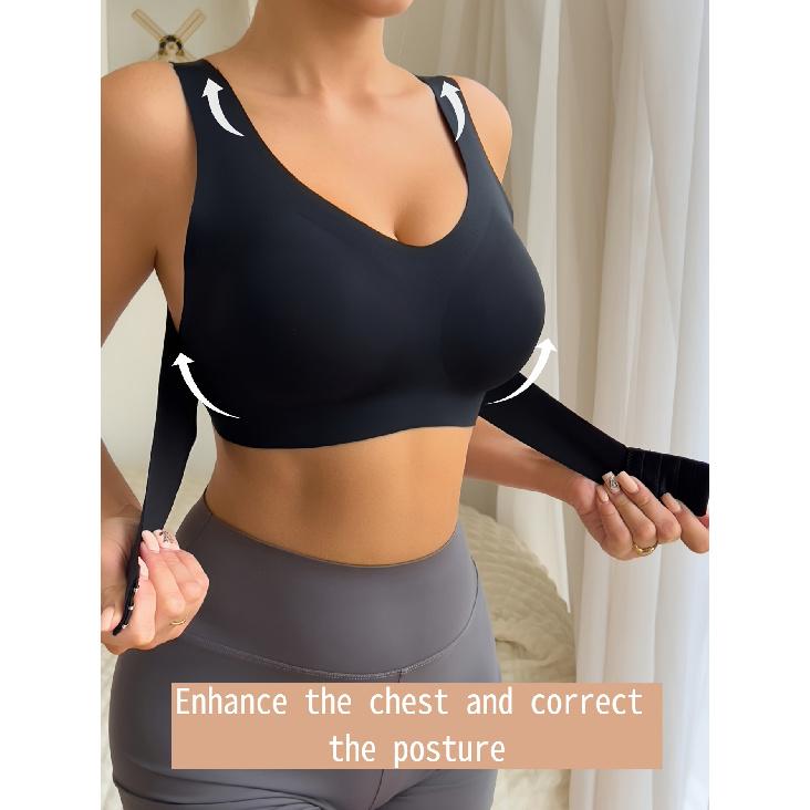 Women's posture-correcting push-up bra Seamless, wire-free design with removable chest pads provides better back support. The wire-free, elegant
