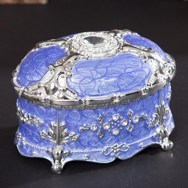 European Style Necklace Storage Box  ,Oval Alloy Large Inlaid Gem Ring Storage Jar Dresser Necklace Organizer Display Case