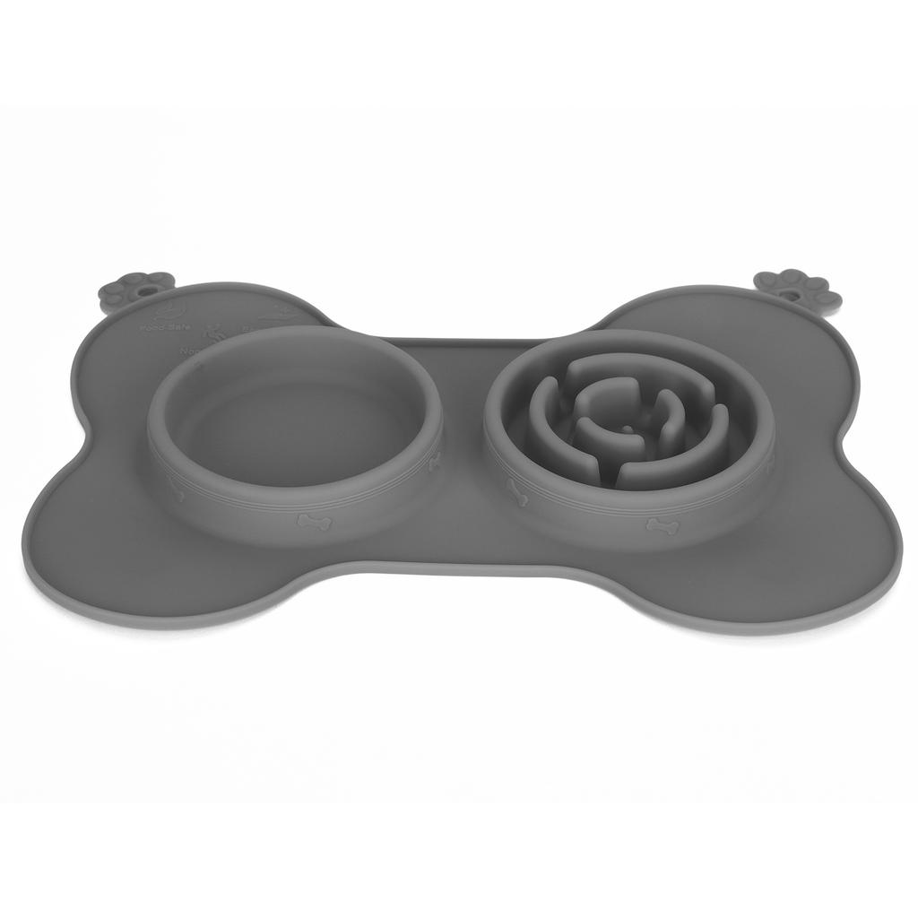 Portable Pet Dog Feeding Bowls Silicone Puppy Cat Eating Feeder Dish Bowl Pet SuppliesGrey