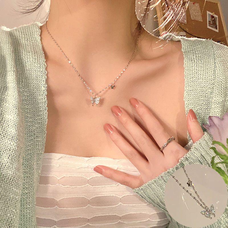 Exquisite Summer Luxury Double Butterfly Necklace for Women