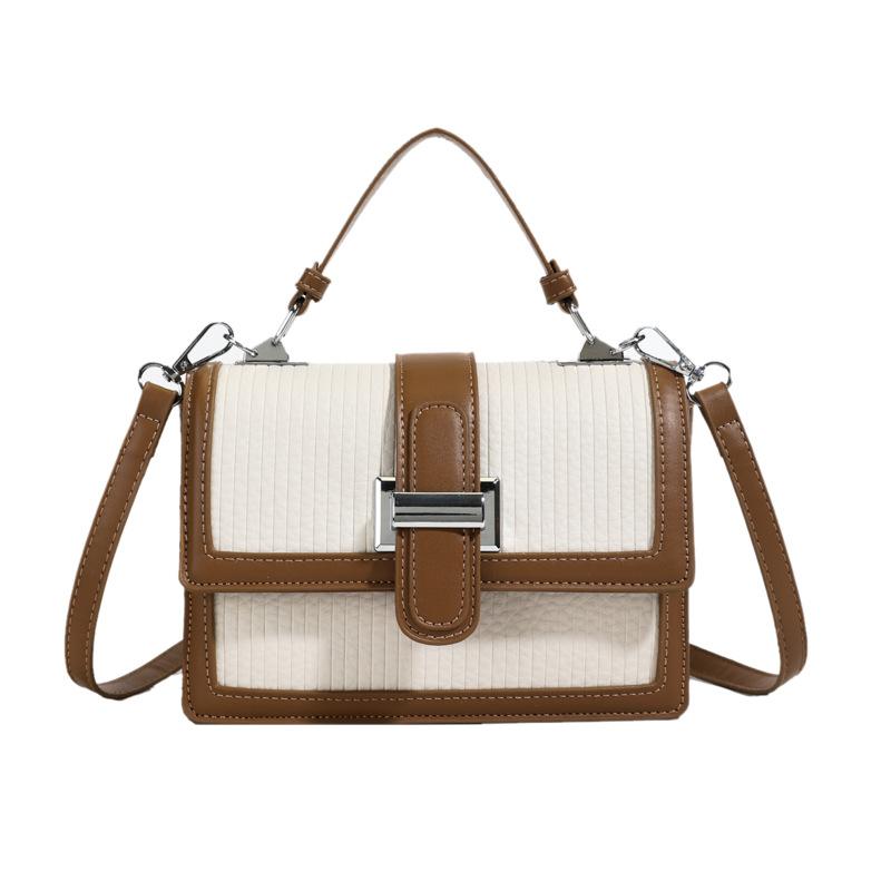 Fashion contrasting color commuter portable small square bag new simple shoulder bag capacity temperament versatile messenger bag