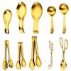 RuHan Gold Hot Pot Serving Utensil Set with Fish Tail Bone China Rest