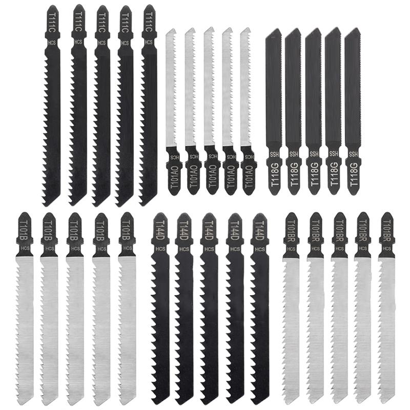 

PDTO Новые 30 шт., набор лобзиковых полотен, фитинг с Т-образным хвостовиком, резка для дерева, металла, пластика