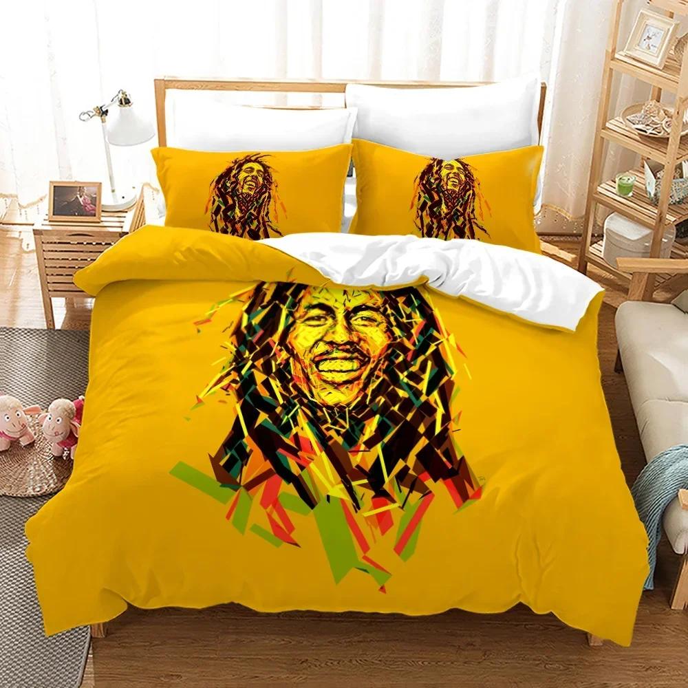 Luxury New 3D Print Bob Marley Singerbedding Set Duvet Cover Custom Bed Quilt Cover For Kids Boy Adults Bedclothes