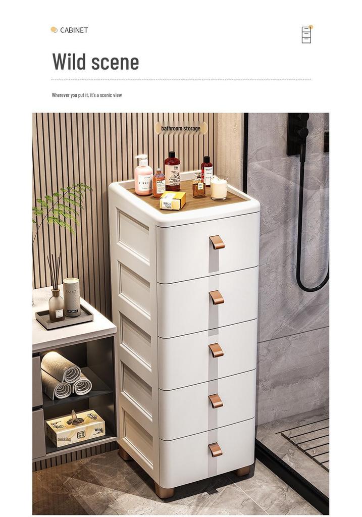 Gap Narrow Edge Multi-Layer Movable Storage Cabinet with Drawer for Kitchen, Available in 18/25/30cm Sizes