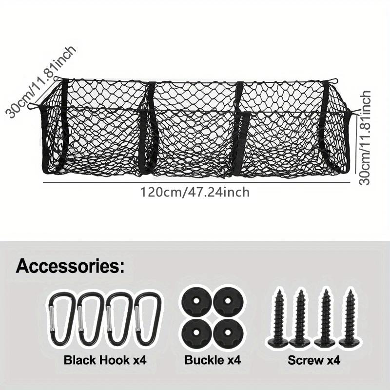 3-Pocket Car Storage Net For Pickup Trucks & SUVs Three-Post Luggage Net for Trunk Ideal Organizer for Luggage & Accessories New