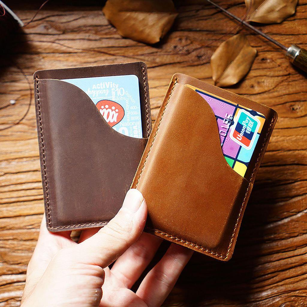 Retro Crazy Horse Leather Ultra-Thin Card Holder: Top Layer Cowhide with Multifunctional Storage