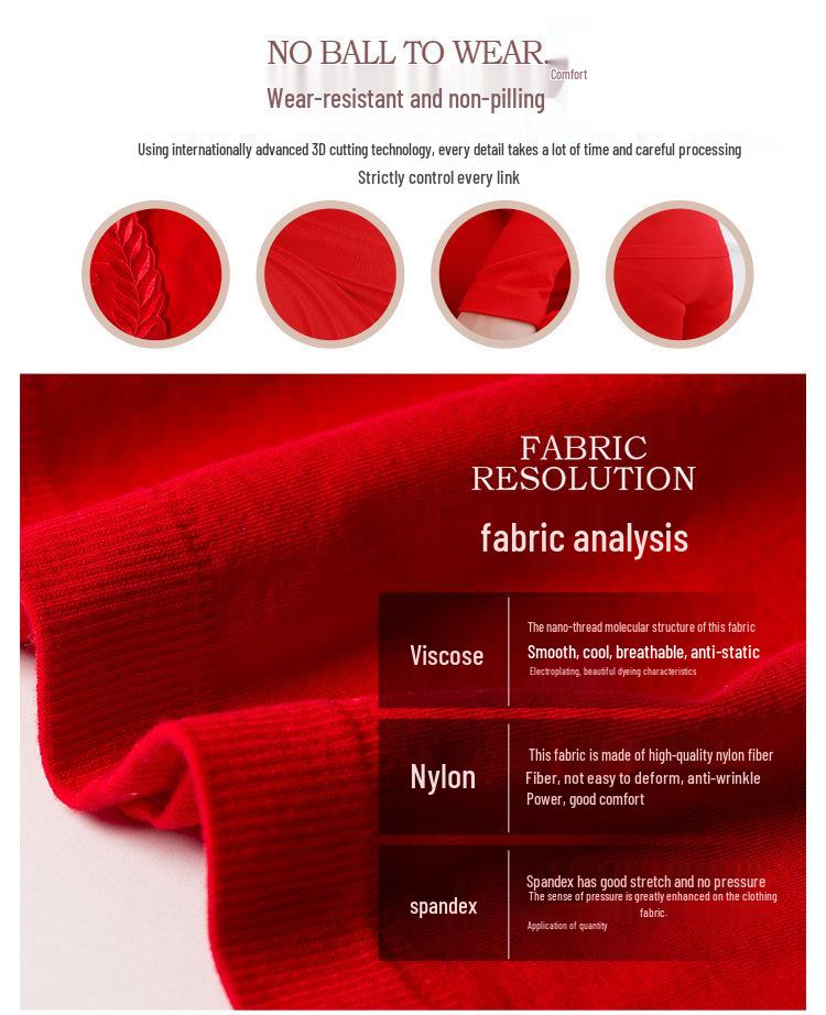 Year of the Ox Women's Red Autumn Set: Warm Pajamas, Underwear & Pants - Bridal Wedding Collection