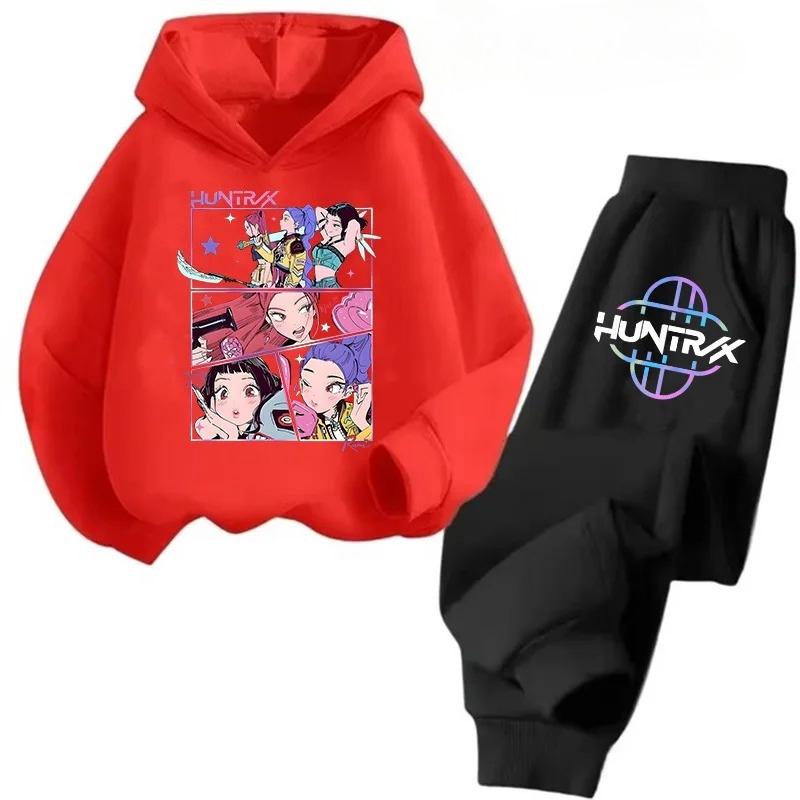 Children's Hoodie Kpop Devil Hunter Printed Hoodie+Anime Cartoon Pants Girl and Boy Set