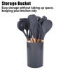 Conjunto de 12 Utensílios de Cozinha com Cabo de Madeira, Silicone Resistente ao Calor, Anti-riscos e Livre de BPA