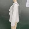 2025 New Autumn Style Splicing Temperament Ruffle Collar Button Fashion Solid Color Versatile Casual Long-sleeved Shirt