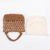 European American Style Handmade Woven Hollow Out Beaded Bag, Women Wooden Bead Tote Bag, Beach Vacation Crossbody Shoulder Bag