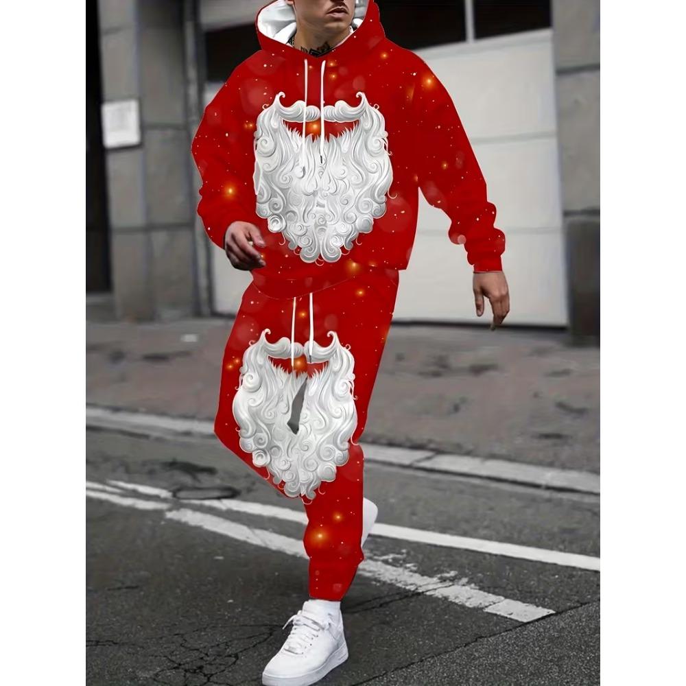 

Різдвяний Санта Клаус Осінньо-зимовий 3D-принтований костюм-худі Чоловічі світшоти Спортивні штани Комплект з двох предметів Спортивний костюм для бігу Одяг 5XL